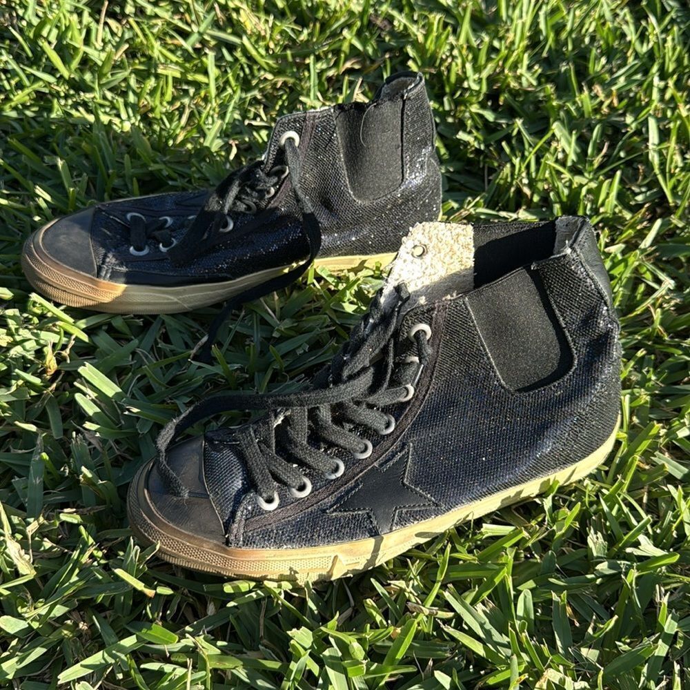 Golden Goose Navy/Black Sequin Hi Top Sneaker No BOX - Authetic Sneaker